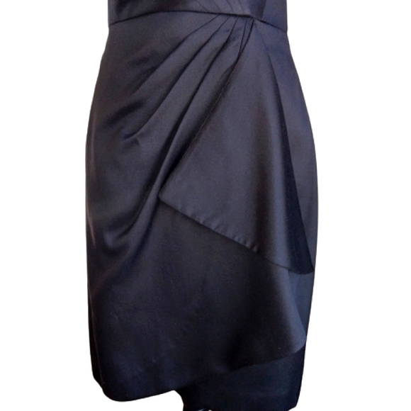 Vintage Milly of New York Black Tuxedo Strapless Wool/Silk Sexy Mini Dress Sz. 6 - Picture 3 of 9